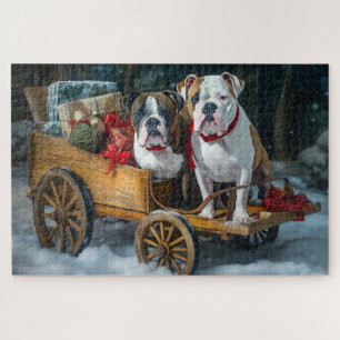 Amerikanischer Staffordshire-Schneeschlitten Weihn Puzzle