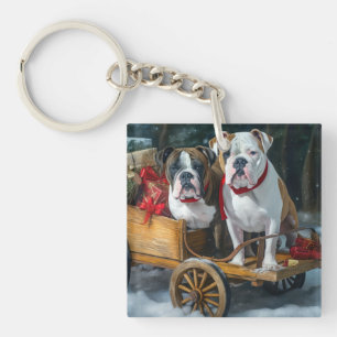Amerikanischer Staffordshire Schneeschlitten Weihn Schlüsselanhänger