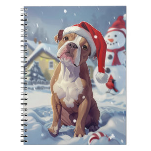 Amerikanischer Staffordshire Weihnachtswunderland Notizblock