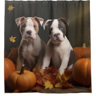 Amerikanischer Staffordshire-Welpe Herbstfreude Duschvorhang