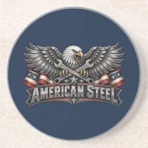 Amerikanischer Stahl Adler und Schraubenschlüssel Getränkeuntersetzer