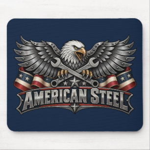 Amerikanischer Stahl Adler und Schraubenschlüssel Mousepad