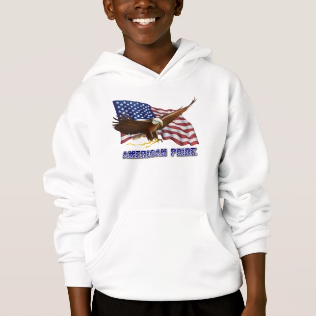 AMERIKANISCHER STOLZ EAGLE UND FLAGGE HOODIE (Vorderseite)
