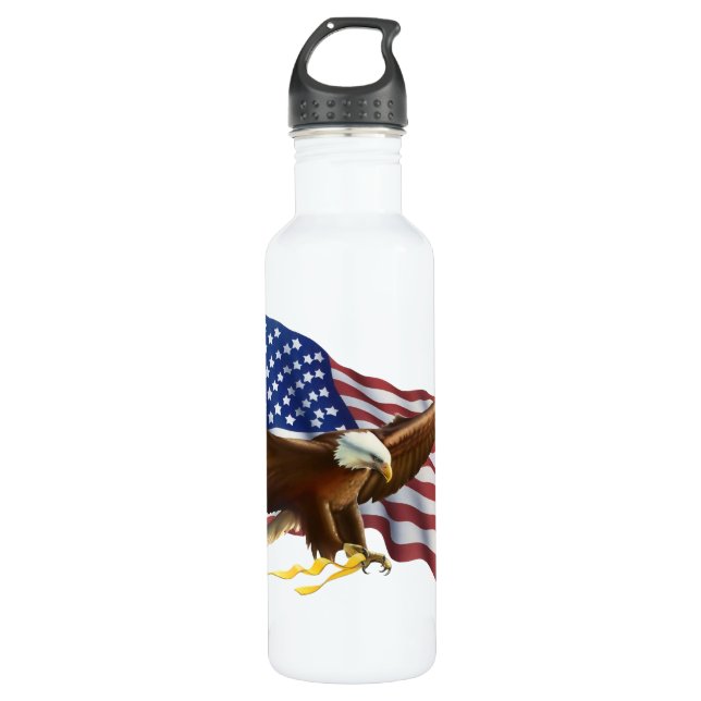 AMERIKANISCHER STOLZ EAGLE UND FLAGGE TRINKFLASCHE (Vorderseite)