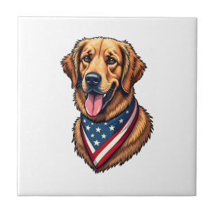 Amerikanischer Stolz Golden Retriever Vintage-Shir Fliese