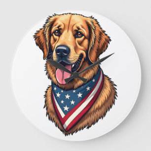 Amerikanischer Stolz Golden Retriever Vintage-Shir Große Wanduhr