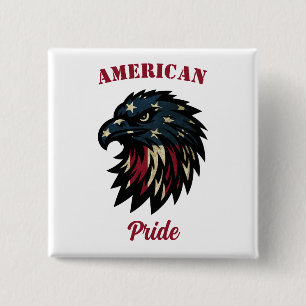 Amerikanischer Stolz, Patriotischer Weißer Adler Button