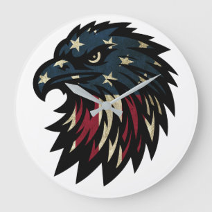 Amerikanischer Stolz, Patriotischer Weißer Adler Große Wanduhr