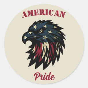 Amerikanischer Stolz, Patriotischer Weißer Adler Runder Aufkleber