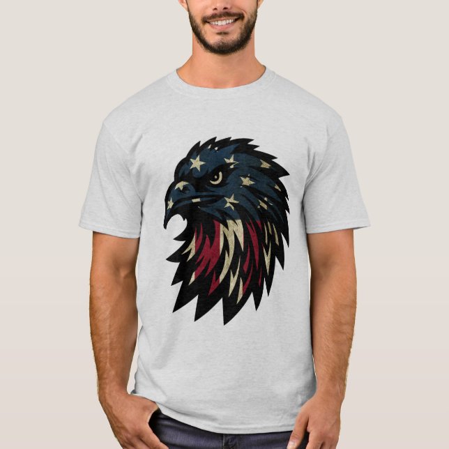 Amerikanischer Stolz, Patriotischer Weißer Adler T-Shirt (Vorderseite)