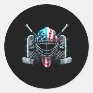 Amerikanischer Torwarthelm Eishockey 4. Juli Runder Aufkleber