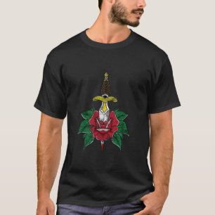 Amerikanischer traditioneller bedrängter Rosen dur T-Shirt