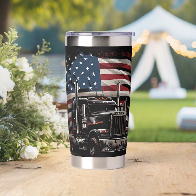 Amerikanischer Trucker-Stolz Thermobecher (Hochzeit)