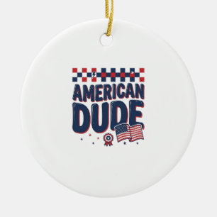 Amerikanischer Typ patriotisches Vintage-Shirt-Des Keramik Ornament