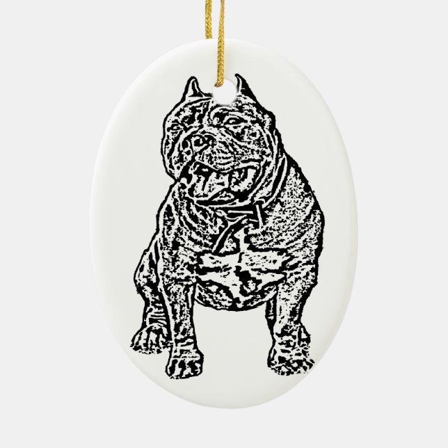 Amerikanischer Tyrann-Hund Keramikornament (Hinten)