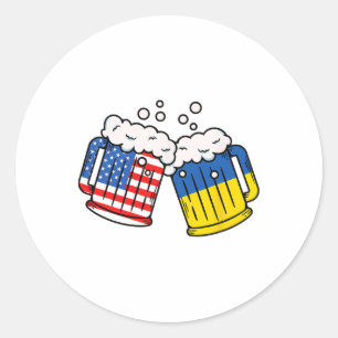 Amerikanischer Ukraine-Flaggen-Bierkrug Ukrainisch Runder Aufkleber