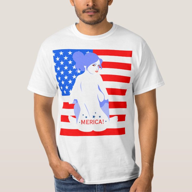 Amerikanischer Unabhängigkeitstag "MERICA!" T-Shirt (Vorderseite)