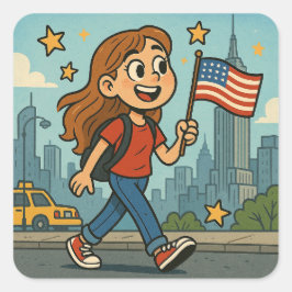Amerikanischer Unabhängigkeitstag Quadratischer Aufkleber