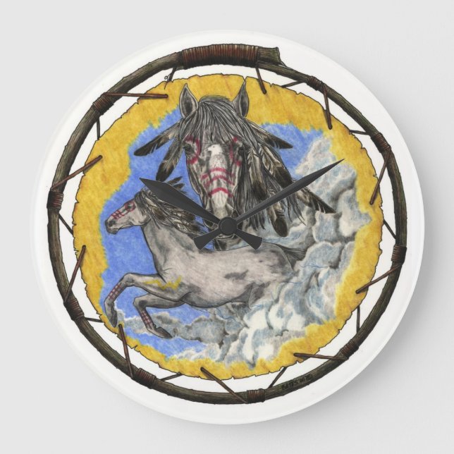 Amerikanischer Ureinwohner Lakota Große Wanduhr (Vorderseite)