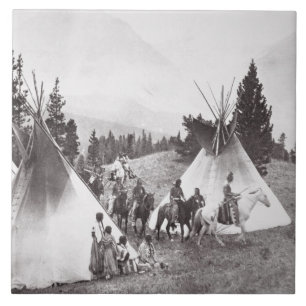 Amerikanischer Ureinwohnerteepee-Lager, Montana, Fliese
