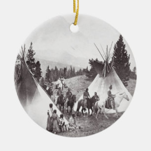 Amerikanischer Ureinwohnerteepee-Lager, Montana, Keramikornament