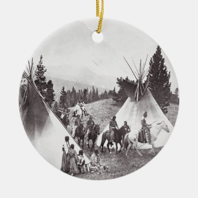 Amerikanischer Ureinwohnerteepee-Lager, Montana, Keramikornament (Vorne)