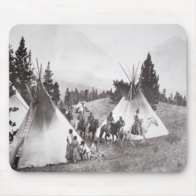 Amerikanischer Ureinwohnerteepee-Lager, Montana, Mousepad (Vorne)
