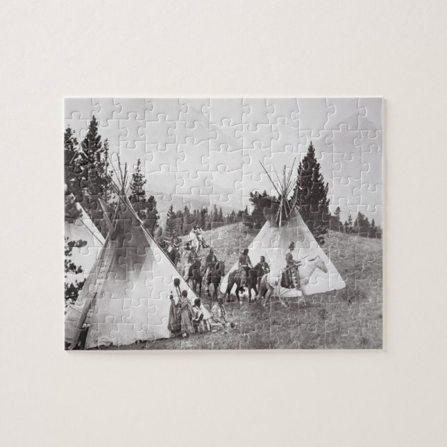 Amerikanischer Ureinwohnerteepee-Lager, Montana, Puzzle (Horizontal)