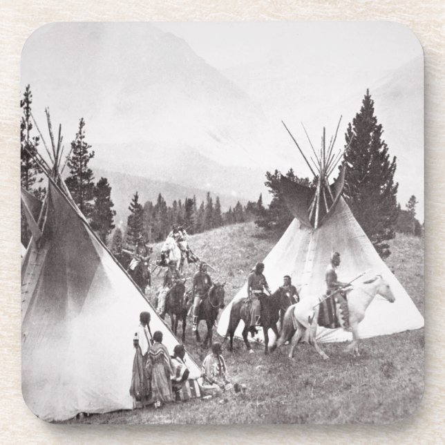 Amerikanischer Ureinwohnerteepee-Lager, Montana, Untersetzer (Vorderseite)