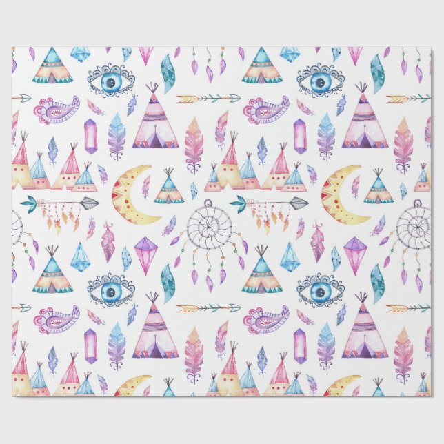 Amerikanischer UreinwohnerTeepees Dreamcatchers Geschenkpapier (Flach)