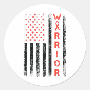 Amerikanischer USA-Flagge Krieger - Herzkrankheit Runder Aufkleber