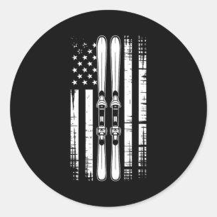 Amerikanischer Vintage-Skisport Ski Winter Berg US Runder Aufkleber