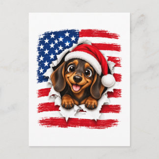 Amerikanischer Weihnachts-Dackel Ankündigungspostkarte