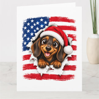 Amerikanischer Weihnachts-Dackel Karte