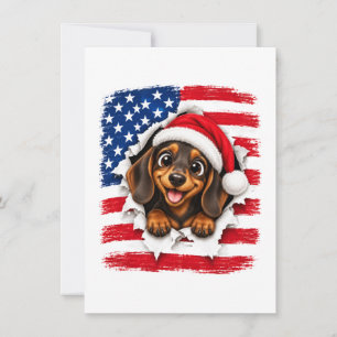 Amerikanischer Weihnachts-Dackel Mitteilungskarte