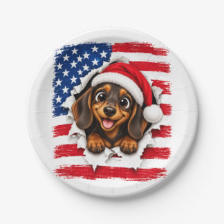Amerikanischer Weihnachts-Dackel Pappteller