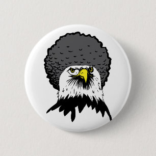 Amerikanischer Weißkopfseeadler Afro Lustiger Knop Button