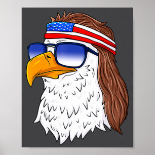 Amerikanischer Weißkopfseeadler-Mullet 4. Juli Lus Poster