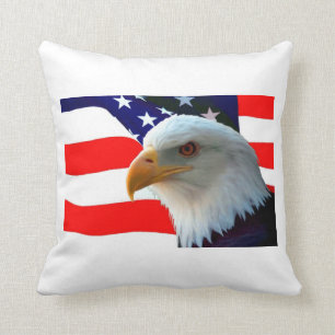 Amerikanischer Weißkopfseeadler u. US-Flagge Kissen