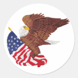 Amerikanischer Weißkopfseeadler und amerikanische Runder Aufkleber