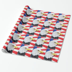 Amerikanischer Weißkopfseeadler und Flagge Geschenkpapier