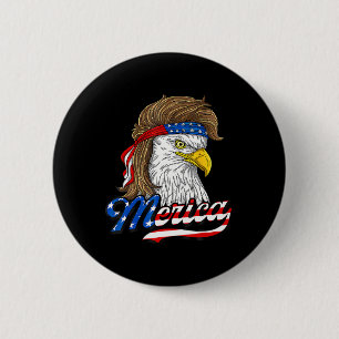 Amerikanischer Weißkopfseeadler Usa-Flagge 4. Juli Button