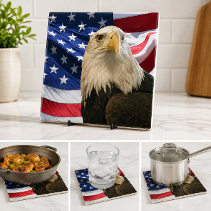 Amerikanischer Weißkopfseeadler USA-Flagge Patriot Fliese