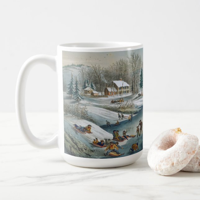 AMERIKANISCHER WINTER (1854) Vintage Tasse (Mit Donut)