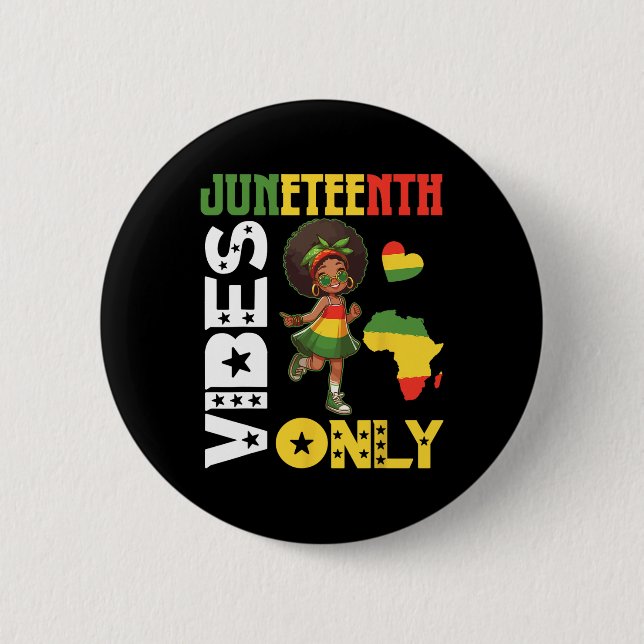 Amerikanisches afrikanisches Mädchen tanzt Junetee Button (Vorderseite)