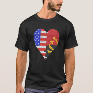 Amerikanisches Angolan-Flaggenherz T-Shirt