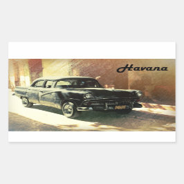 Amerikanisches Auto im alten Havanna, kubanischer  Rechteckiger Aufkleber