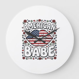 Amerikanisches Baby Patriotisches Vintage-Stichdes Große Wanduhr