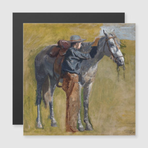 Amerikanisches Badlands: Old West Cowboy mit Pferd Magnetkarte