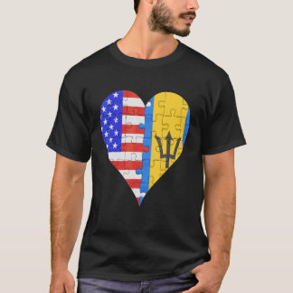 Amerikanisches Barbadian Flag Herz T-Shirt